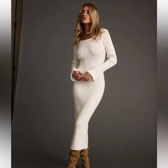 Gwyneth White Sweater Midi Dress - Picture 3 of 7